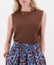 zusss Singlet met lurex boord bruin