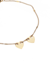 rose en camellia armband met 2 hartjes