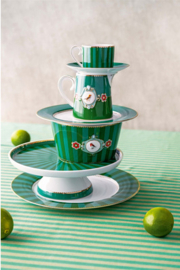 Pip studio Mini Cake Tray o/f Love Birds Stripes Emerald-Green 24cm