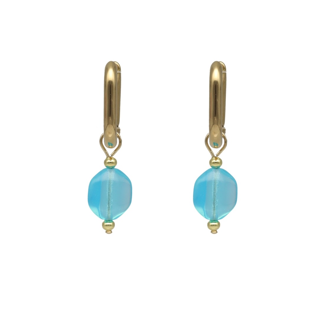 camps & camps oorbellen Glass Bead Aqua