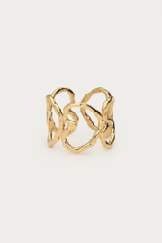 My jewellery Bold statement ring met open harten goud verstelbaar