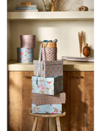 Pip Studio Blooming Tales Set/2 Opbergdozen Vierkant Blauw-Khaki