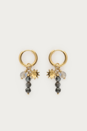 My Jewellery Oorringen met grijze kralen en zon