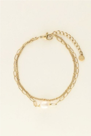 My jewellery armband met schakels en parels goud