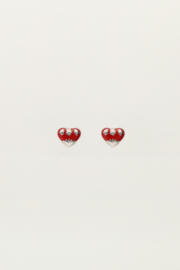 My jewellery oorbellen studs art hart rood zilver