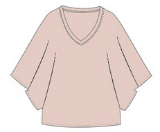 zusss V-hals T-shirt wijde mouw soft pink