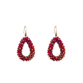 Go Dutch Label oorbellen | beads drop goud fuchsia mix