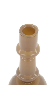 Zusss glazen kandelaar 18cm  warm grijs