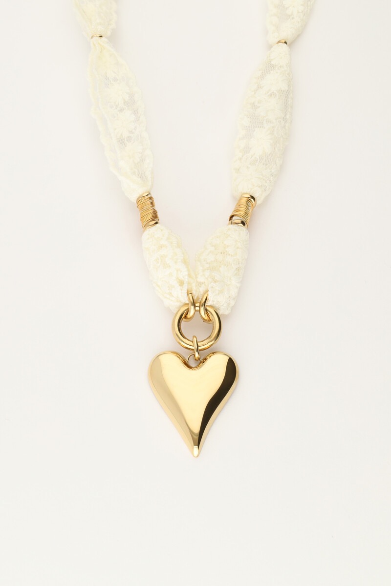 My jewellery Ketting met kant en hartje goud