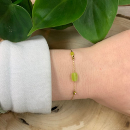 Go Dutch Label armband | met groene kralen goud.
