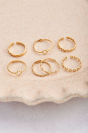 My Jewellery ring | verstelbare mix ring staafjes goud.