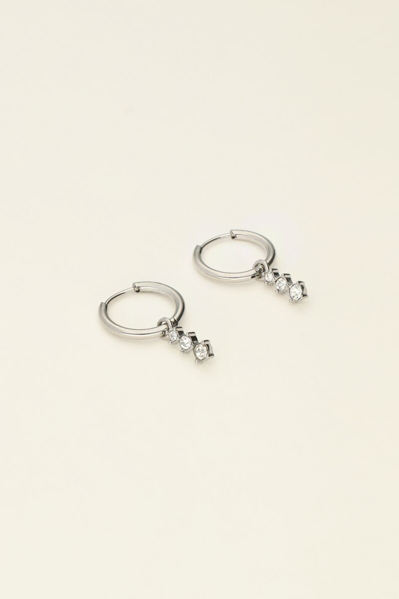 My jewellery Universe oorringen met drie steentjes zilver