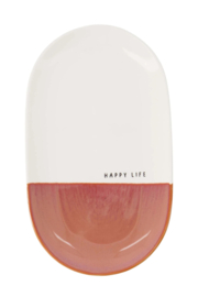 zusss serveerschaal happy life wit/burgundy