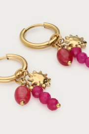 My Jewellery Oorringen met roze kralen en zon