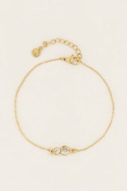 My jewellery armband | goud dubbel strass hartje