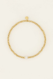My Jewellery armband | stretch armband met strass bolletje goud