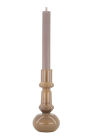 Zusss glazen kandelaar 18cm  warm grijs
