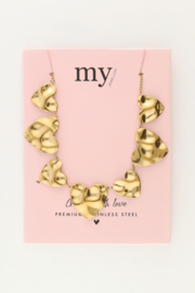My jewellery statement ketting met platte hartjes goud