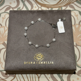 rose & camellia armband met parels zilver