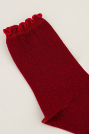 My Jewellery sokken met lurex en ruffle rood