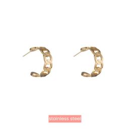 Go Dutch Label oorbellen Flat Link Creool - 14K