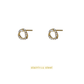 Go Dutch Label oorbellen Sparkle Round Stud goud