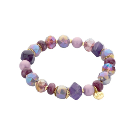biba armband crystal en natuursteen kralen paars