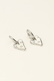 My Jewellery oorbellen Kleine oorringen met hart en imitatieparels zilver