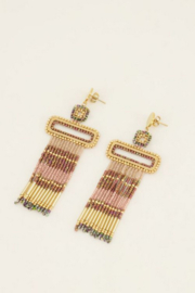 My Jewellery oorbellen | statement oorhangers met bruine Miyuki kralen goud