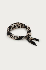My Jewellery Zwarte satijnen look sjaal met panterprint