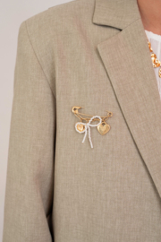 My Jewellery broche Pin met bedels en imitatie parels goud