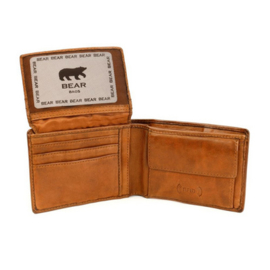 Bear design herenportemonnee Billfold 'Joep' cognac