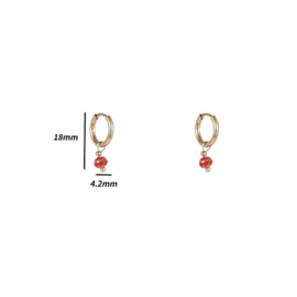 Go Dutch Label oorbellen one bead hoop - 14k + fuchsia