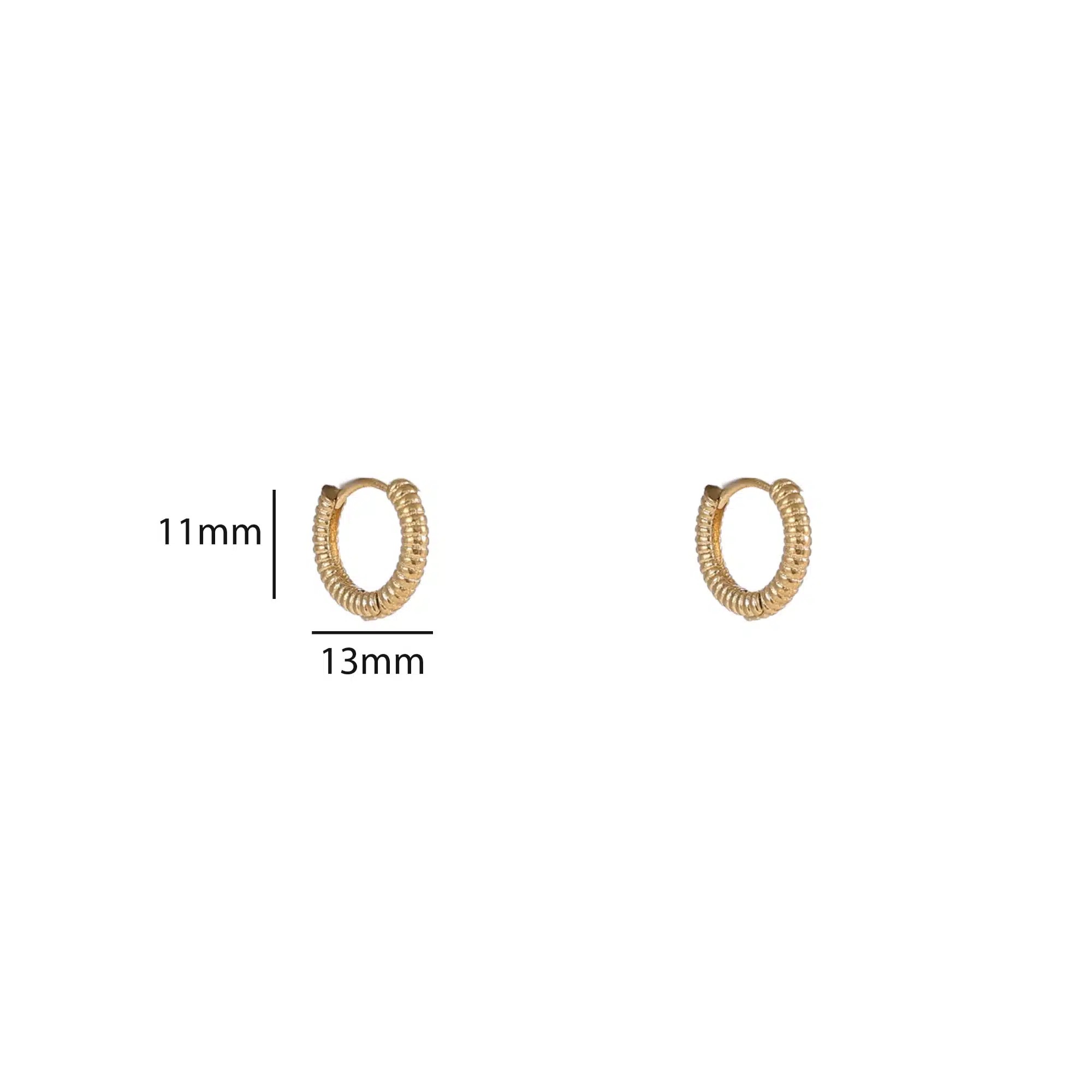 Go Dutch Label  oorbel geribbeld goud 13mm