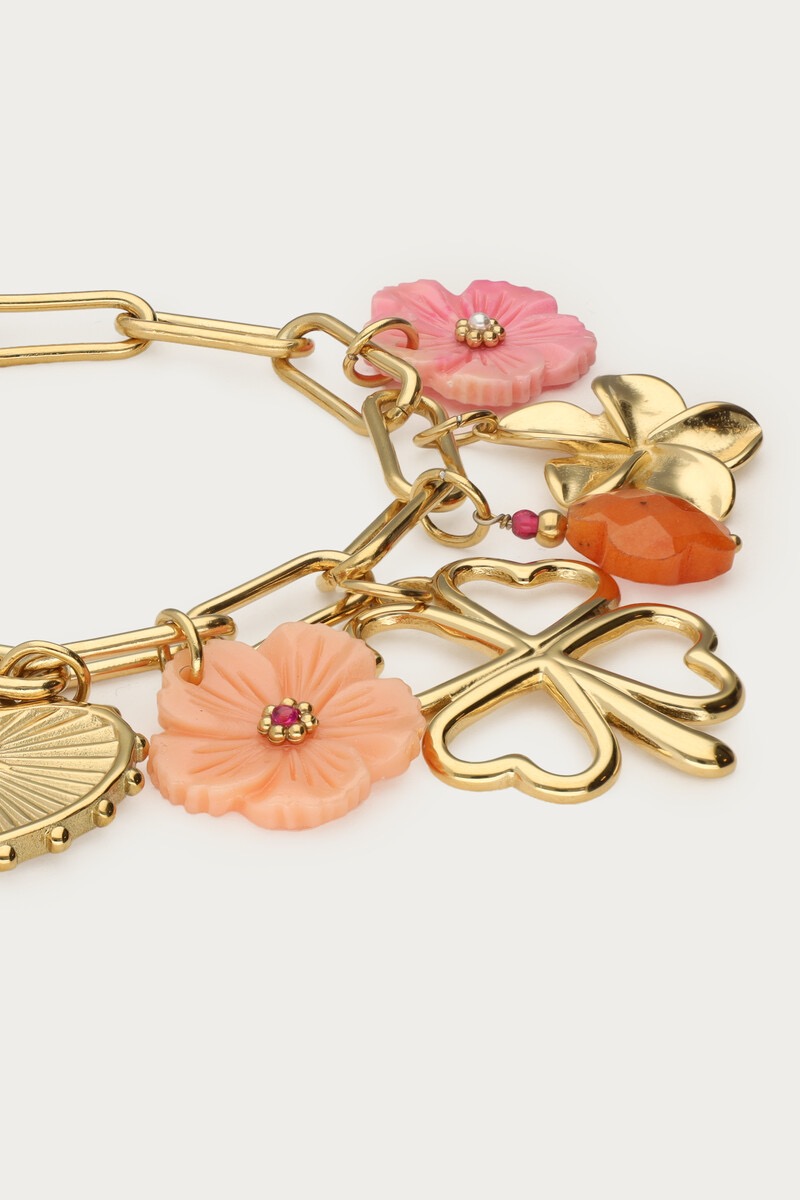 My Jewellery Botanical bedel armband met klaver en bloemen