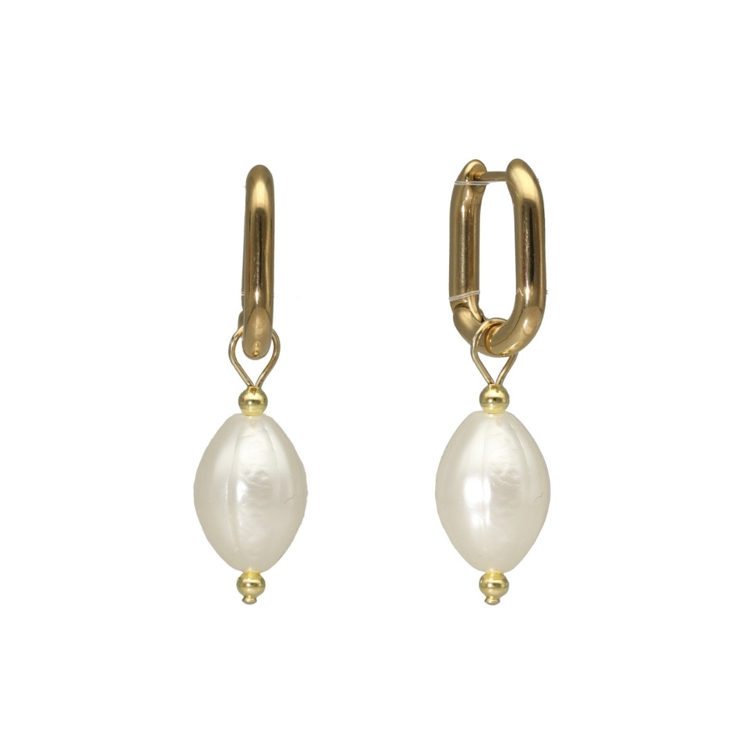 camps & camps oorbellen Glass Bead Pearl White