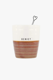 Zusss koffiemok geniet wit/brique