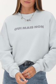 My Jewellery lichtblauwe sweater ''Oui mais non''