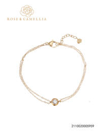 rose en camellia armband dubbel met steentje