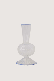 zusss vaasje glas ribbel transparant blauw