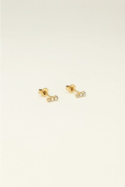 My Jewellery oorbellen Universe studs met transparante ronde steentjes goud