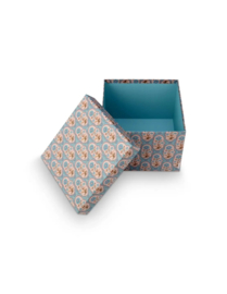 Pip Studio Blooming Tales Set/2 Opbergdozen Vierkant Blauw-Khaki
