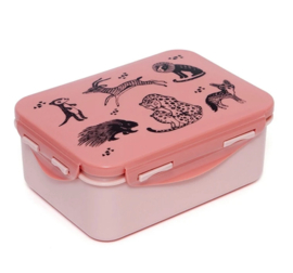 Petit Monkey lunchbox | zwarte dieren roze