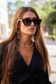 My Jewellery oorbellen | statement oorhangers met bruine Miyuki kralen goud