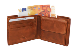 Bear design herenportemonnee Billfold 'Fabian' cognac