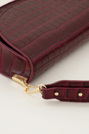 My Jewellery Burgundy half moon crossbody tas met croco print