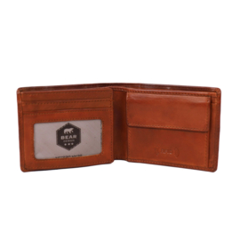 Bear design Billfold 'Wesley' cognac