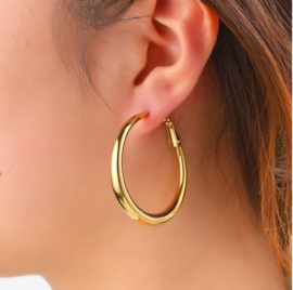 Go Dutch Label oorbellen fine hollow hoop - 14k