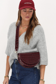 My Jewellery Burgundy half moon crossbody tas met croco print