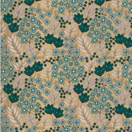 HOP | inpakpapier flower field gold jade blue 70cm x 3m